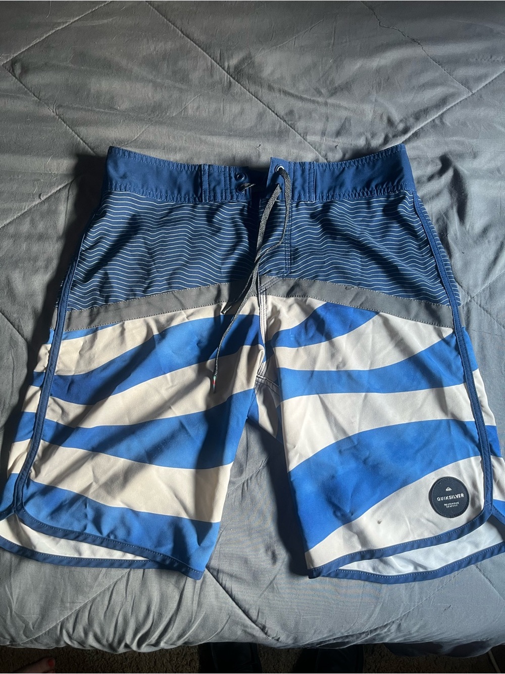 Quiksilver Blue and White Men's Hybrid Boardshorts